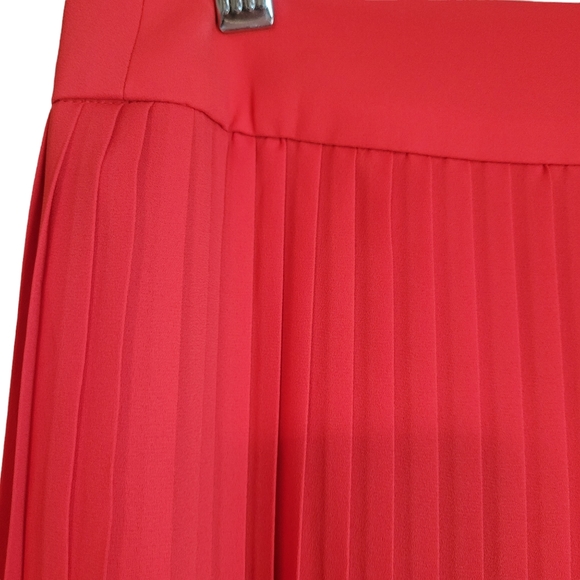 J.Crew Factory Pleated Lined Midi Skirt in Coral Red, Size 6 - Picture 5 of 6